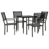 vidaXL Ensemble &agrave; manger de jardin 5 pcs noir textil&egrave;ne et acier