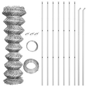 vidaXL Cl&ocirc;ture &agrave; mailles avec poteaux Acier galvanis&eacute; 15x1,5 m Argent&eacute;