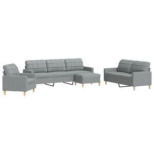 vidaXL Ensemble de canap&eacute;s 4 pcs avec repose-pied gris clair tissu