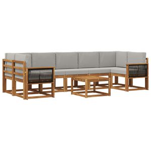 vidaXL Ensemble de canap&eacute;s d'ext&eacute;rieur 6 pc Naturel et gris clair