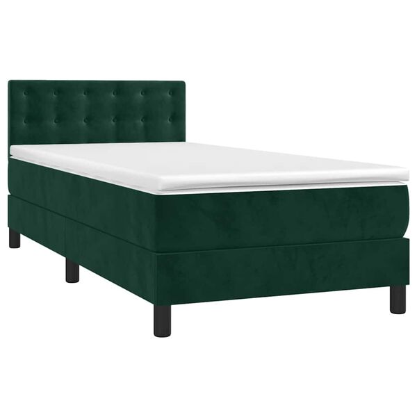 vidaXL Sommier &agrave; lattes de lit avec matelas et LED Vert fonc&eacute; 80x200cm