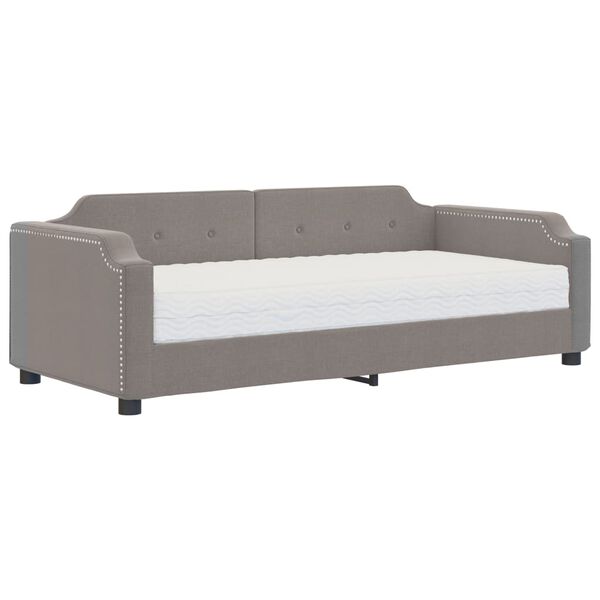 vidaXL Lit de jour avec matelas taupe 100x200 cm tissu