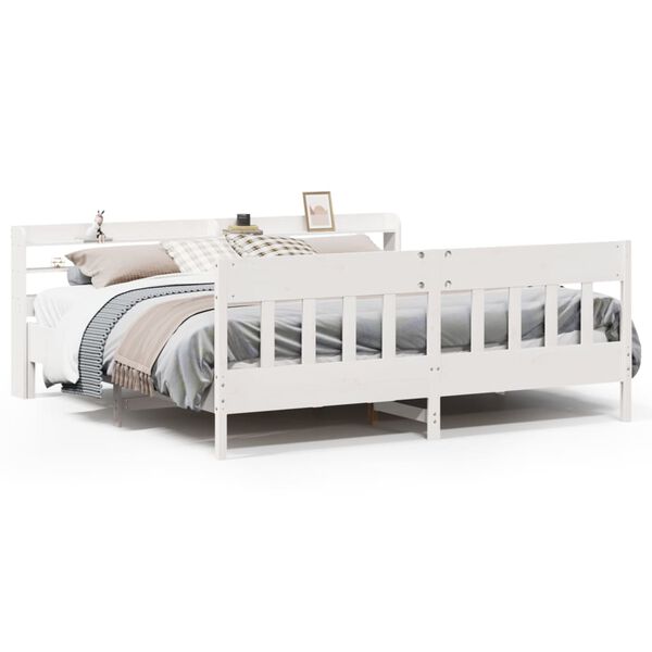 vidaXL Cadre de lit sans matelas blanc 200x200 cm bois massif de pin