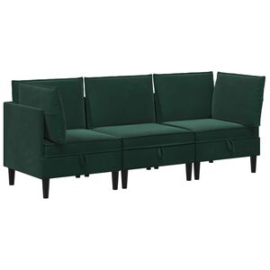 vidaXL Ensemble de meubles pour le salon 3 pcs Vert fonc&eacute; Velours