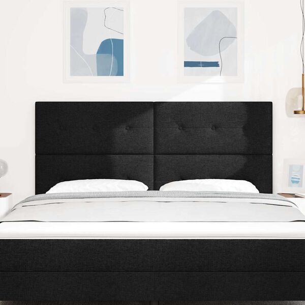 vidaXL T&ecirc;te de lit LED avec des lumi&egrave;res &agrave; LED Noir 180 cm Polyester