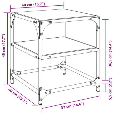 vidaXL Tables basses avec dessus en verre noir 2 pcs 40x40x45 cm acier