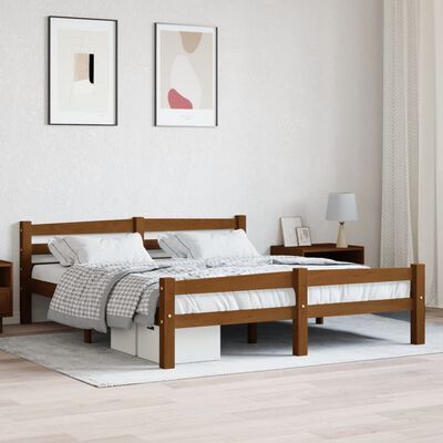 vidaXL Cadre de lit Marron miel Bois de pin massif 160x200 cm