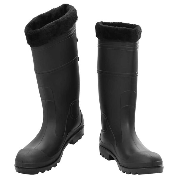 vidaXL Bottes de pluie avec chaussettes amovibles noir taille 46 PVC