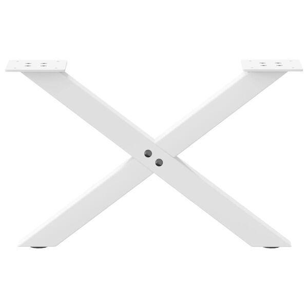 vidaXL Pieds de table basse en forme de X, 2 pi&egrave;ces, blanc, 60 x (30-31) cm, acier