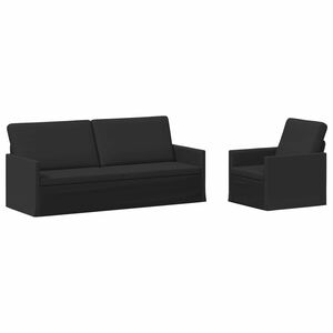 vidaXL Ensemble de Canap&eacute;s 2 pcs Noir Tissu