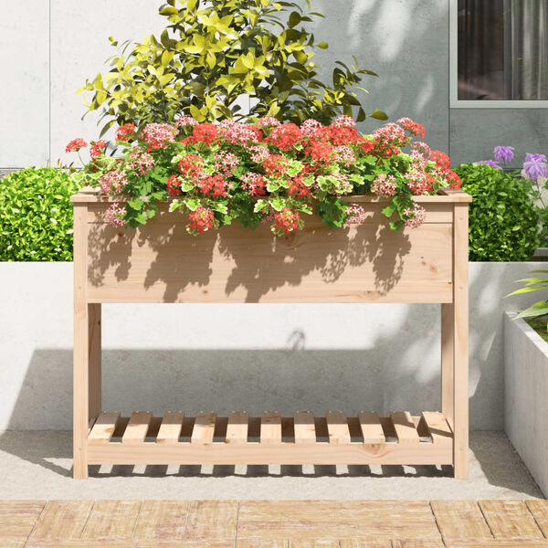 vidaXL Jardini&egrave;re avec &eacute;tag&egrave;re 111,5x54x81 cm Bois massif de pin