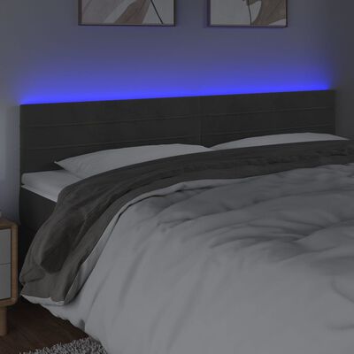vidaXL Tête de lit à LED Gris foncé 180x5x78/88 cm Velours