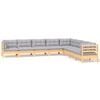 vidaXL Salon de jardin 8 pcs avec coussins gris Bois de pin massif