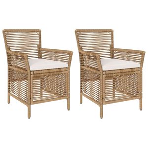 vidaXL Chaise d'Ext&eacute;rieur avec coussin 2 pcs Beige et cr&egrave;me polyrotin