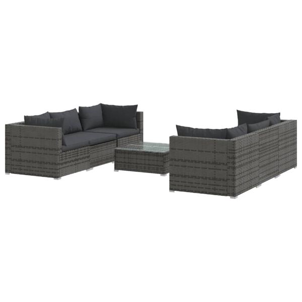 vidaXL Salon de jardin 7 pcs avec coussins r&eacute;sine tress&eacute;e gris