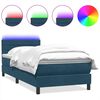 vidaXL Sommier &agrave; lattes de lit et matelas et LED bleu fonc&eacute; 80x220 cm velours