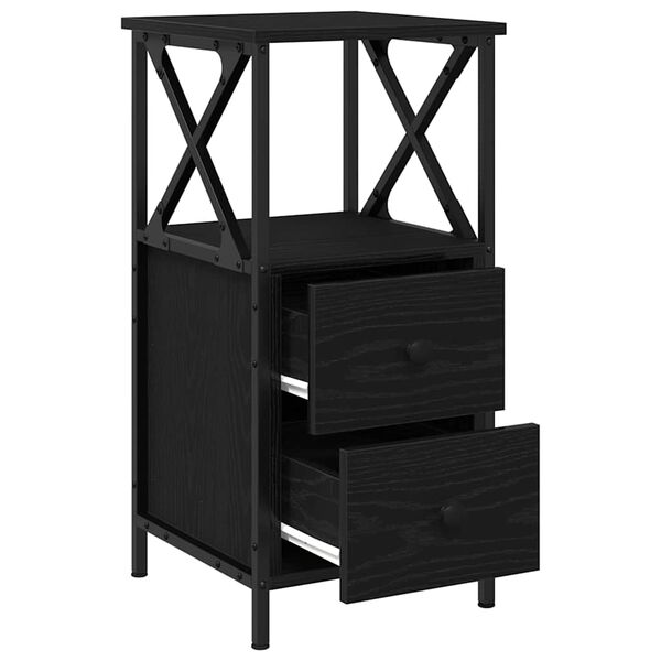 vidaXL Cabinet de chevet 2 pcs Ch&ecirc;ne noir 34 x 35,5 x 70 cm