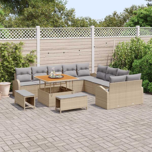 vidaXL Ensemble de canap&eacute; de jardin 13 pcs Beige et Gris clair