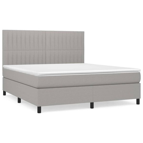vidaXL Sommier &agrave; lattes de lit avec matelas Gris clair 180x200cm Tissu