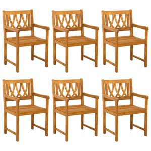 vidaXL Chaises de jardin 6 pcs Naturel Bois d'Acacia Massif