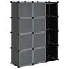 vidaXL Armoire modulaire 9 compartiments noir et blanc 109x36,5x143 cm