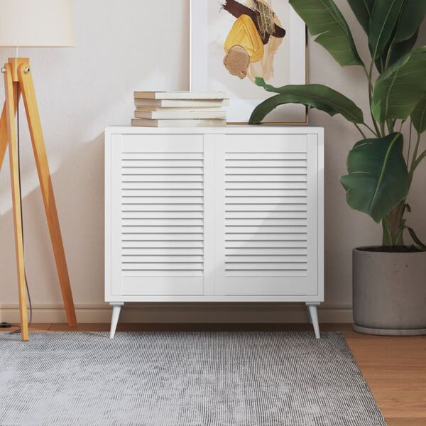 vidaXL Portes d'armoire &agrave; persiennes 2pcs blanc 61,5x39,4cm pin massif