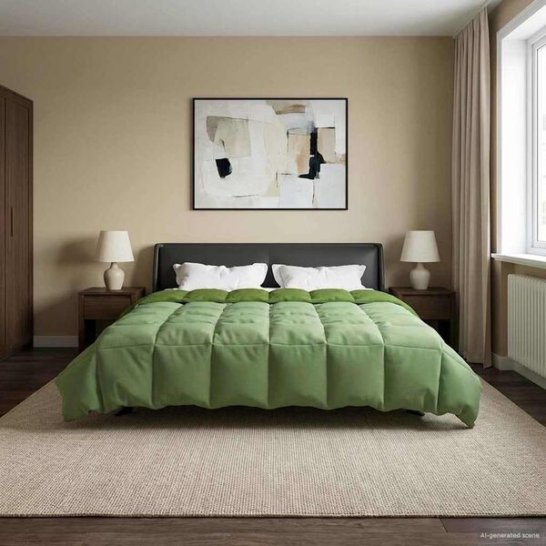 vidaXL Duvet d'&eacute;t&eacute; simple Matelass&eacute; Vert 200 x 220 cm Microfibre