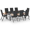 vidaXL Ensemble &agrave; manger de jardin 9 pcs noir et marron