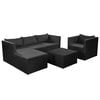 vidaXL Salon de jardin 4 pcs r&eacute;sine tress&eacute;e noir et gris