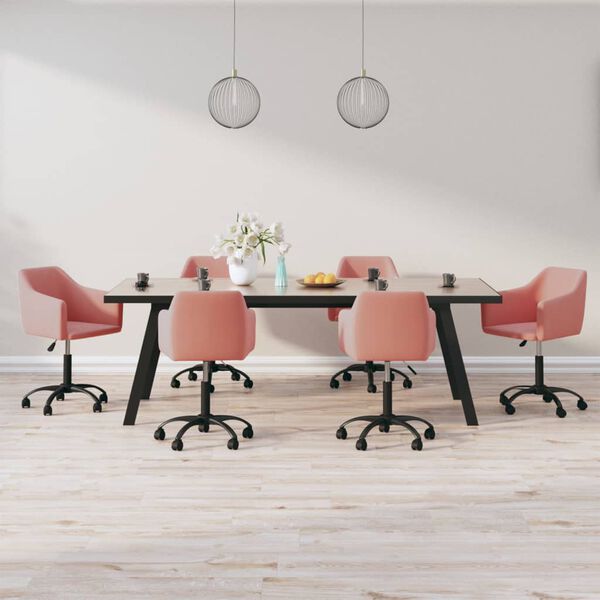 vidaXL Chaises pivotantes &agrave; manger lot de 6 Rose Velours