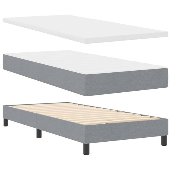 vidaXL Lit &agrave; ressorts avec matelas Gris clair 200 x 80 cm Polyester