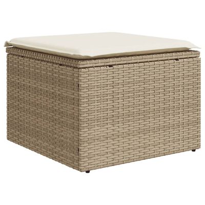 vidaXL Salon de jardin avec coussins 9 pcs beige résine tressée