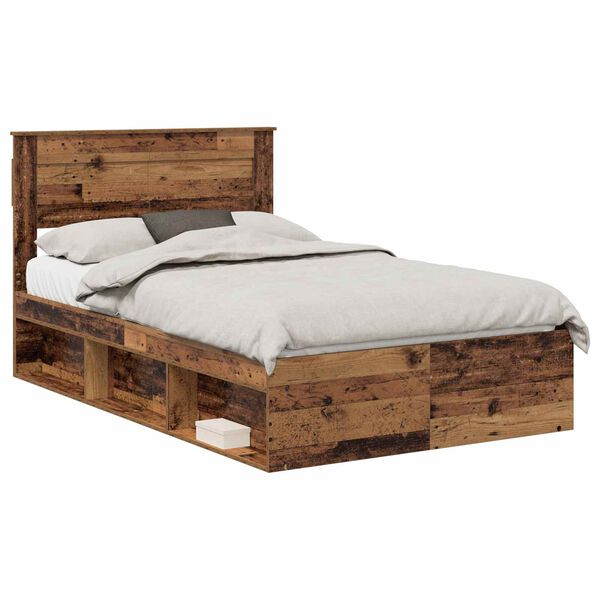 vidaXL Cadre de lit Bois ancien 135 x 190 cm Bois de pin massif