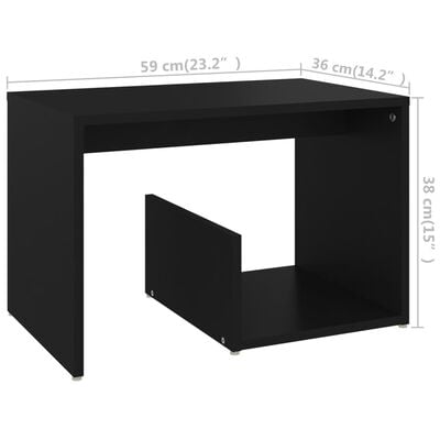 vidaXL Table d'appoint noir 59x36x38 cm bois d'ingénierie