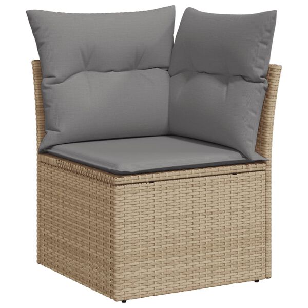 vidaXL Salon de jardin et coussins 14 pcs m&eacute;lange beige r&eacute;sine tress&eacute;e