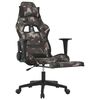 vidaXL Chaise de jeu pivotante avec repose-pieds noir camouflage tissu