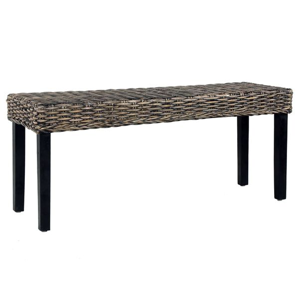 vidaXL Banc 110 cm Noir Rotin naturel kubu et bois d'acajou massif