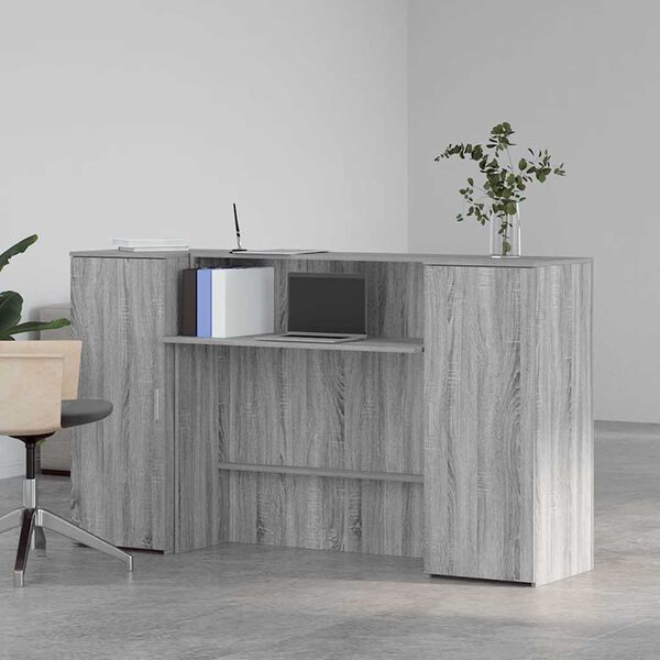 vidaXL Bureau de r&eacute;ception sonoma gris 180x50x103,5 cm bois ing&eacute;nierie