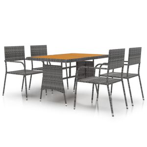 vidaXL Mobilier &agrave; d&icirc;ner d'ext&eacute;rieur 5 pcs R&eacute;sine tress&eacute;e Gris
