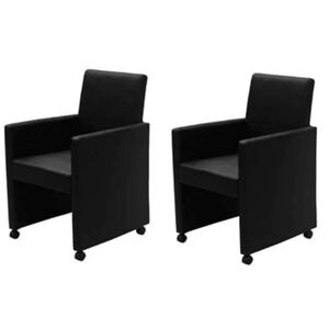 vidaXL Chaises &agrave; manger lot de 2 noir similicuir