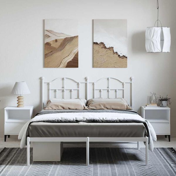 vidaXL Cadre de lit métal sans matelas et tête de lit blanc 150x200 cm