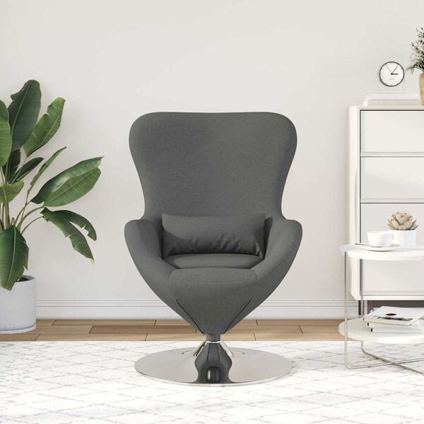 vidaXL Fauteuil &oelig;uf Gris fonc&eacute; 63 x 73 x 90 cm tissu