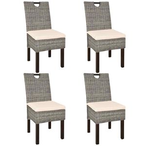 vidaXL Chaises &agrave; manger lot de 4 rotin Kubu bois de manguier