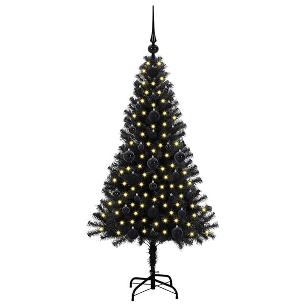vidaXL Sapin de No&euml;l avec 150 LED avec support Noir 120 cm PVC