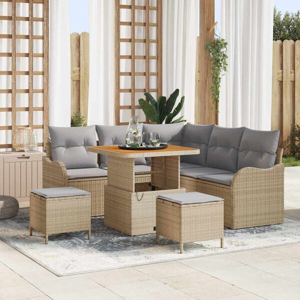 vidaXL Ensemble de canap&eacute; de jardin 8 pcs Beige et Gris clair