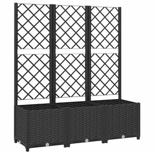 vidaXL Jardini&egrave;re de jardin avec treillis Noir 120 x 40 x 136 cm PP