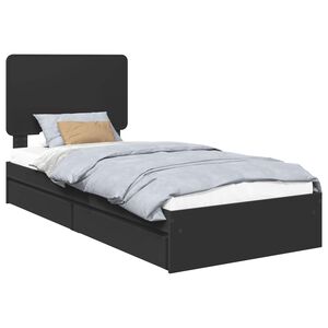 vidaXL Lit de Rangement Noir 100 x 200 cm Bois d'ing&eacute;nierie