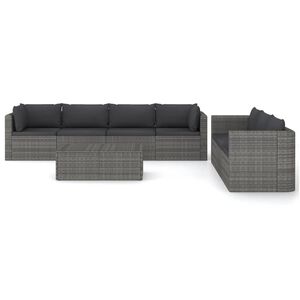 vidaXL Salon de jardin 8 pcs avec coussins r&eacute;sine tress&eacute;e gris