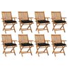 vidaXL Chaises pliantes avec coussins, 8 pi&egrave;ces, en teck massif