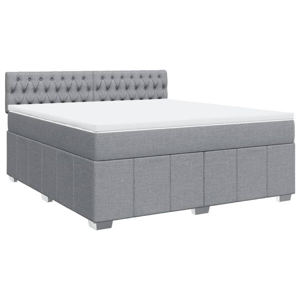 vidaXL Sommier &agrave; lattes de lit avec matelas Gris clair 180x200cm Tissu